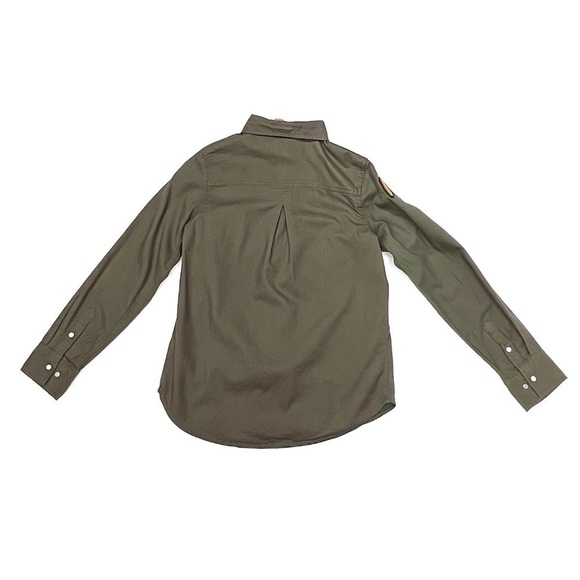 Tractr Girls Medium Long Sleeve Shirt Set Army Green Button Up Pink Tee New NWT - Picture 4 of 10